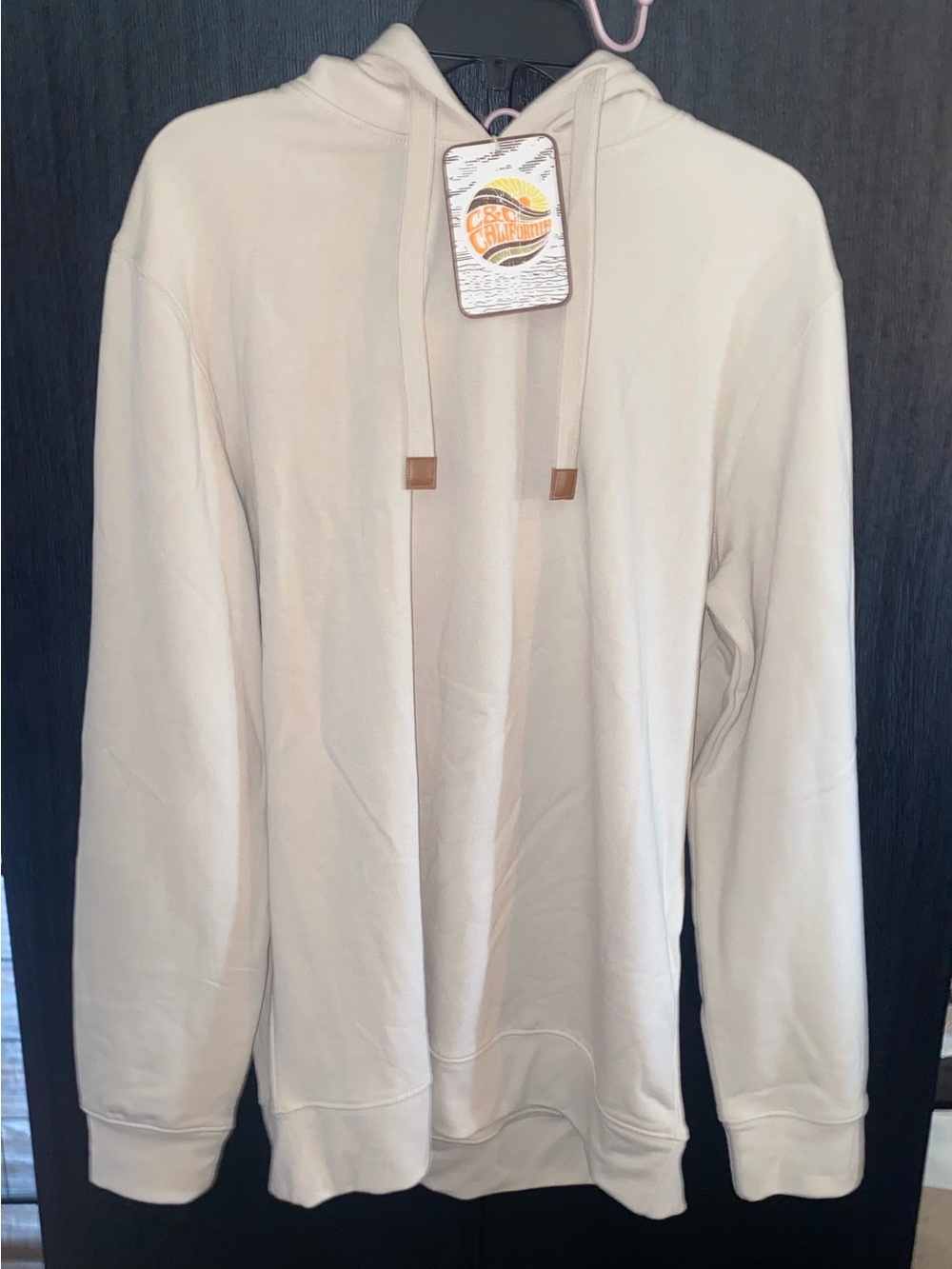 Two Casual Men's Cream & Grey Hoodie Sweatshirt